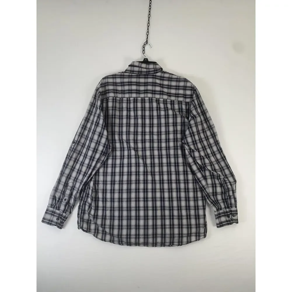 MB Studio Shirt Mens XL Blue Plaid Long Sleeve Button Up Cotton Blend Casual